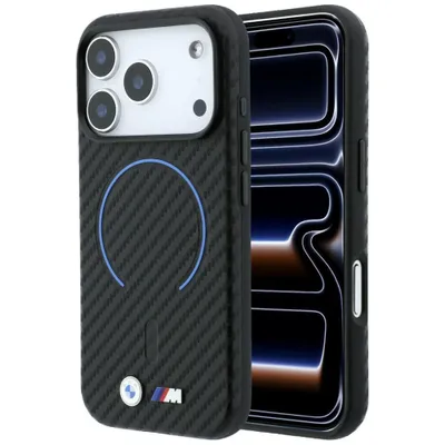 Image de Coque noire pour iPhone 18 Pro Max avec effet carbone, anneau MagSafe et logo
