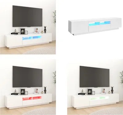 Image de vidaXL Armoire TV avec lampes LED Blanc 180x35x40 cm - Armoire TV - Armoire TV Avec Lampes LED - Armoire TV Avec Lampes LED