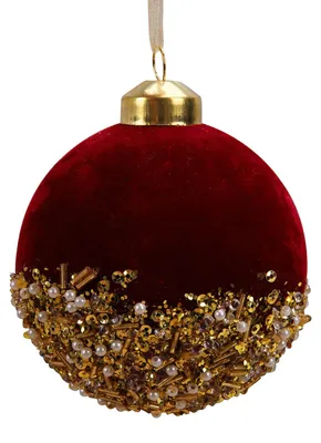 Weihnachtskugel, rot, glitzernd, mit Pailletten, 1 Stück, Glas