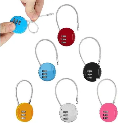 Produktbild von Reiseschloss 3-Ziffer, 6er-Pack, Kofferzahlencode, bunt