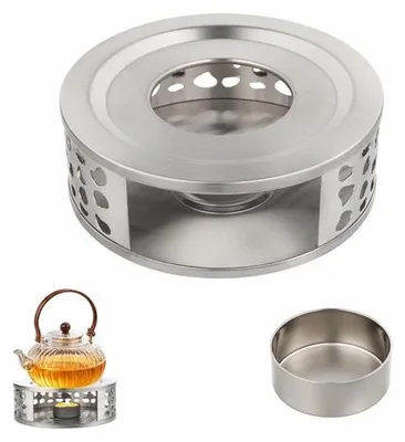 Zdjęcie produktu dla Ibenzoa® Podgrzewacz do herbaty i kawy ze stali nierdzewnej – podgrzewacz do dzbanków do herbaty, dzbanków do kawy i termokubków, srebrny, 15×15×5,3 cm (średnica dna ≤ 15 cm)
