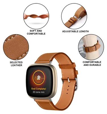 Produktbild von By Qubix passend für Fitbit Versa 3/4 & Sense 1/2 Lederarmband - Schwarz