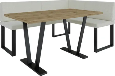 Produktbild von Eckbank AKIKO METAL mit Tisch 168x128 rechts - Eckbankgruppe f r Ihrem Esszimmer, K che modern, Sitzecke, Essecke. Perfekt f r K che, B ro und Rezeption