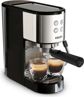 Produktbild von Krups Virtuoso XP441810, Espressomaschine, 1,1 l, Gemahlener Kaffee, 1350 W, Schwarz, Edelstahl