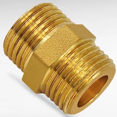 Produktbild von Doppelnippel Messing CW617N Fitting beidseitig flachdichtend für Solar DN16 - 3/4 Zoll