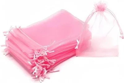 Obrázok produktu pre Organzové vrecká, 10 x 15 cm, darčekové vrecká, 50 kusov, s šnúrkou, ideálne na svadbu, sladkosti, šperky, darčeky