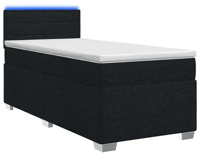 Immagine prodotto di Letto con rete a molle e materasso, con illuminazione LED, nero, 80 x 200 cm, rivestito in tessuto