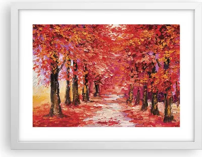 Produktbild von Gerahmtes Poster - Weißer Rahmen - Herbst Park Allee - 40x30 cm - Wand Bild - Wanddeko - Wandbilder - Kunstposter - Wandposter - Bilderrahmen - Bilder - Kunstdruck - Wandbild - P2WAA40x30-4292