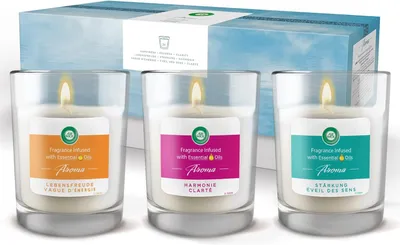 Produktbild von Air Wick Aroma-Duftkerzen Geschenkset mit 3 Kerzen, 3x 220 g