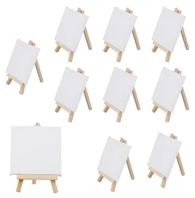Imagen del producto de Juego de 10 mini lienzos y caballetes para pintura y decoración