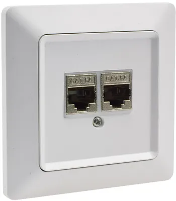 Produktbild von ChiliTec 22782 MILOS Netzwerk-Dose 2x CAT6 inkl. Rahmen, UP, matt weiß