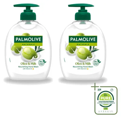 Image de 2 flacons de savon pour les mains Palmolive, lait et olive, 300 ml chacun, lot de 2