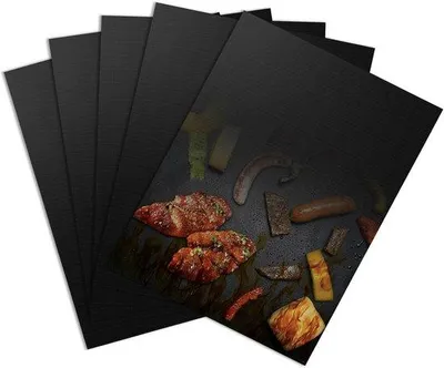Produktbild von Grillmaten-Set aus 5 Stück, herstellbare Antihaft Teflon-Grillmatten 40 x 32 cm, PFOA-frei