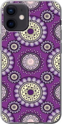 Produktbild von MuchoWow® Handyhülle Schutzhülle Hülle für Telefoonhoesje iPhone 12 Mädchen - Blumen - Lila - Muster - Mädchen - Kinder - Kinder Silikon Softcase Handy Hülle - Schutzhülle