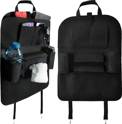 Image de Organiseur de siège arrière de voiture Protection de dossier Velcro Crochet 7 poches Lavable Feutré 22849