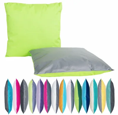 Produktbild von JACK 2-farbiges Wende Outdoor Lounge Kissen 45x45cm Dekokissen inkl. Füllung Wasserfest Sitzkissen Garten Stuhl Lotus Effekt, Farbe:Grau - Grün