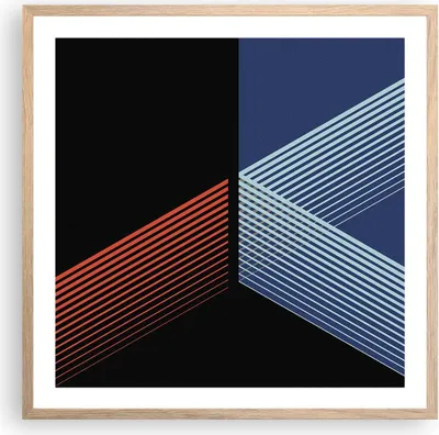 Produktbild von Gerahmtes Poster - Rahmen in heller Eiche - Abstraktion Schwarz Blau - 60x60 cm - Wand Bild - Wanddeko - Wandbilder - Kunstposter - Wandposter - Bilderrahmen - Bilder - Kunstdruck - P2NAC60x60-4458