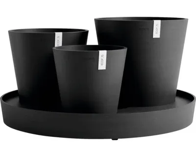 Produktbild von Pflanzkübel Ecopots Dubai Kunststoff Ø 56,5 cm H 30,7 cm dunkelgrau
