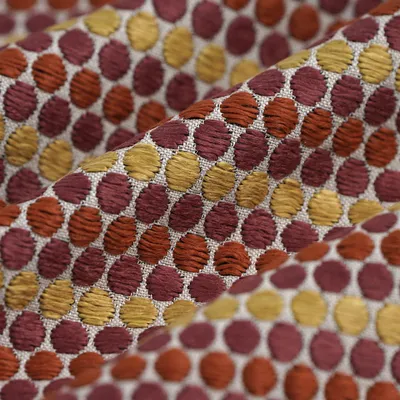 Productafbeelding van Rood gestreept jacquard badstof, 140 cm breed, gecertificeerd met