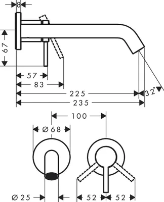 Produktbild von HANSGROHE 73351140 2-Loch Waschtischmischer Unterputz
