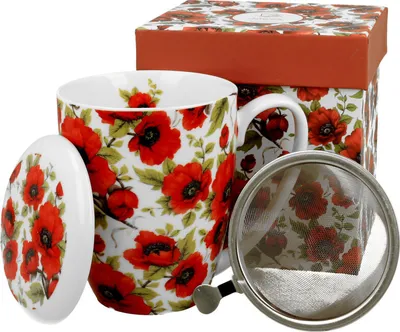 Produktbild von DUO FLORAL Becher 380 ml LINA mit Teesieb, New Bone China Porzellan