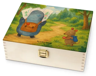 Produktbild von Mr. & Mrs. Panda Teebeutel Aufbewahrung Pinguin & Maus Wanderer Design - Weiß - Geschenk, Tee-Aufbewahrungsbox, Wandern, Teebox, Abenteuer, für Paare, Teedose, Tee Box