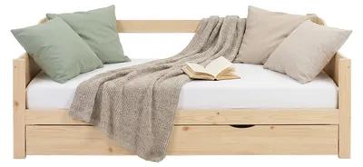 Produktbild von Homestyle4u Tagesbett Ausziehbett 90x200 cm Natur Holzbett mit Lattenrost 2929