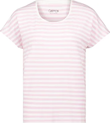 Produktbild von Damen Basic Shirt, lässige Passform, überschnittener Kurzarm, Rundhals, Streifenmuster, 64 cm Gesamtlänge