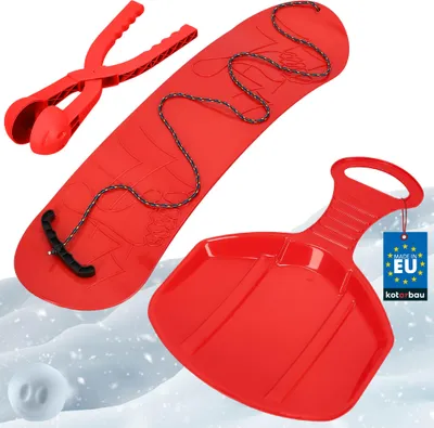 Produktbild von KOTARBAU® Spielset Snowboard Schneeballzange Poporutscher für Kinder Spielset für den Schnee Rutschbahn Snowboard Schneeballautomat Rot