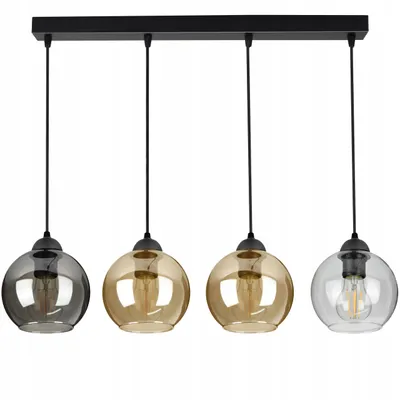 Produktbild von LUXOLAR Pendelleuchte 4-flammig E27 Schwarz Glasschirme Farbwahl 70 cm