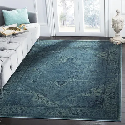 Vintage-Teppich, türkis, 99 x 170 cm, Kurzflor