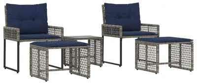 Produktbild von vidaXL Gartenmöbel-Set 5 stk. Grau und Marineblau