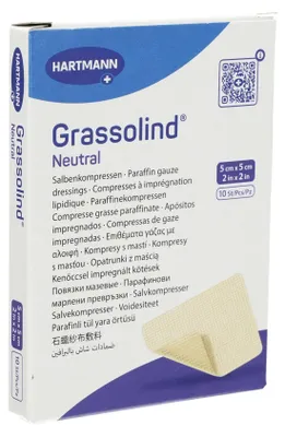 Obrázok produktu pre Hartmann Grassolind® masťový kompres, rôzne veľkosti - 5 x 5 cm / 10 kusov | balenie (10 ks)