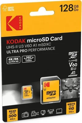 Produktbild von Kodak Msd 128gb Uhs-ii U3 V60 Pro +adapt Speicherkarte Durchsichtig  Durchsichtig One Size
