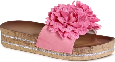Produktbild von topschuhe24 3065 Damen Plateau Pantoletten Glitzer Sandalen, Farbe:Pink, Größe:37 EU