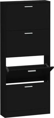 Image de Armoire à chaussures Noir 59x17x150 cm Bois d'ingénierie