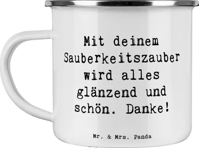 Produktbild von Mr. & Mrs. Panda Teetasse Spruch Reinigungskraft Zauber - Weiß - Geschenk, Bedanken, Sauberkeitszauber, Haferl, Danke, Pott, Held des Alltags, Teebecher, sagen