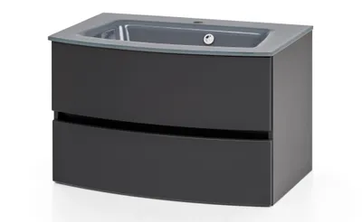 Produktbild von Waschtischunterschrank Kornel 80cm grau Waschtisch - graphitgrau