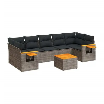 Produktbild von vidaXL 8-tlg. Garten-Sofagarnitur mit Kissen Grau Poly Rattan