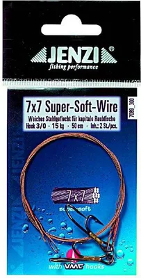 Produktbild von Jenzi 2 St.Stahlvorfach 7x7 VMC-Ryderhaken 15 kg 50cm Gr. 3