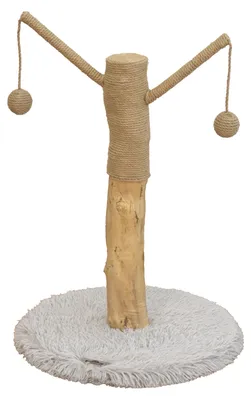 Produktbild von Dehner Lovely Katzen-Kratzbaum, ca. 80 x 45 x 45 cm, echter Baumstamm, Holz/Plüsch/Sisal, braun/weiß