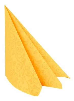 Produktbild von 250x Servietten Airlaid 40x40cm 1/4 -Falz mit Rosenmuster gelb