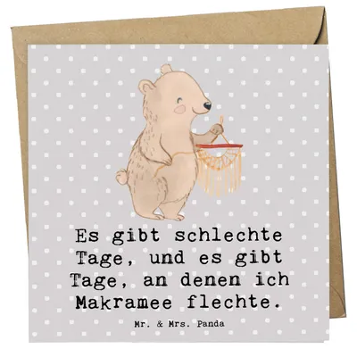 Produktbild von Mr. & Mrs. Panda Grußkarte Bär Makramee - Grau Pastell - Geschenk, anlasskarte, faltkarte, Basteln mit, doppelkarte, Klappkarte, Glückwunschkarte