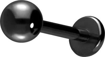 Produktbild von Ohrpiercing, Nasenpiercing Chirurgenstahl Labret Schwarz Stablänge: 12mm + Stabstärke: 1,2mm + Kugelgröße: 4mm