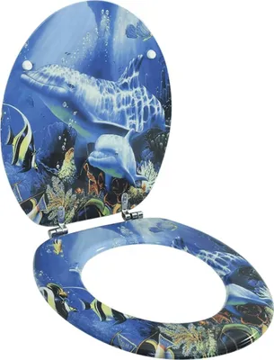 Image de Siège de toilette avec Couvercle MDF Dauphins