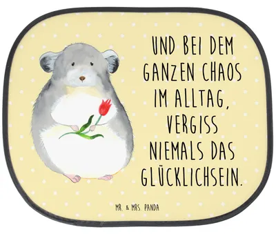 Produktbild von Mr. & Mrs. Panda Auto Sonnenschutz Chinchilla Blume - Gelb Pastell - Geschenk, für, Autoscheibe, Liebeskummer, Hitzeschutz, Lustige Sprüche, Chinchillas, Kummer, Chaos