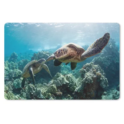 Produktbild von MuchoWow® Mauspad Mousepad Zwei Meeresschildkröten 27x18 cm - Mousepads - Maus Mat - Pad - Mausunterlage - Büroartikel - Desk Matten