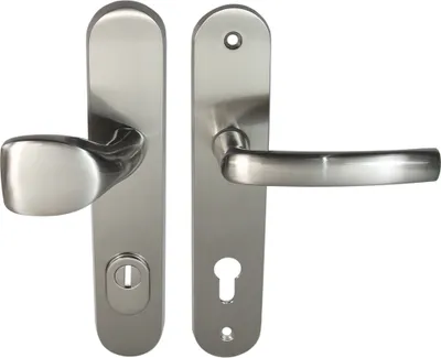 Produktbild von Haustür Schutzbeschlag Security 305 Nickelmatt HS-92 mm mit ZA Türdrücker