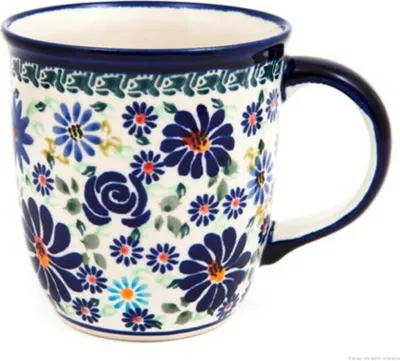 Produktbild von Original Bunzlauer Keramik 350 ml Kaffeebecher Teetasse Pott Tasse Becher Ø 9,3 cm, H 9,7 cm Dekor DU126