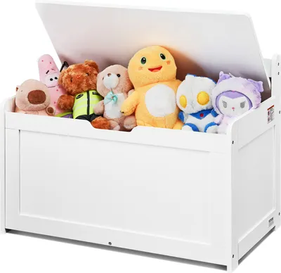Obrázok produktu pre VEVOR detská lavica na hračky, lavica s úložným priestorom detský box na hračky, úložný priestor na hračky, box na hračky s výklopným vekom a operadlom, 830 x 455 x 609 mm biela